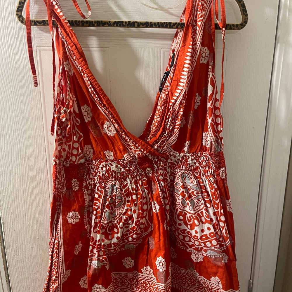 Fashion Web burnt orange and White Patterned top 1x